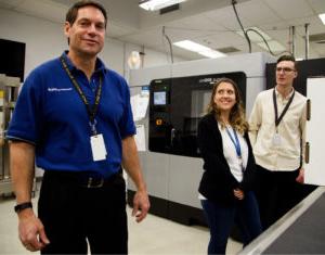 Mark Yoss and students in 3D print lab